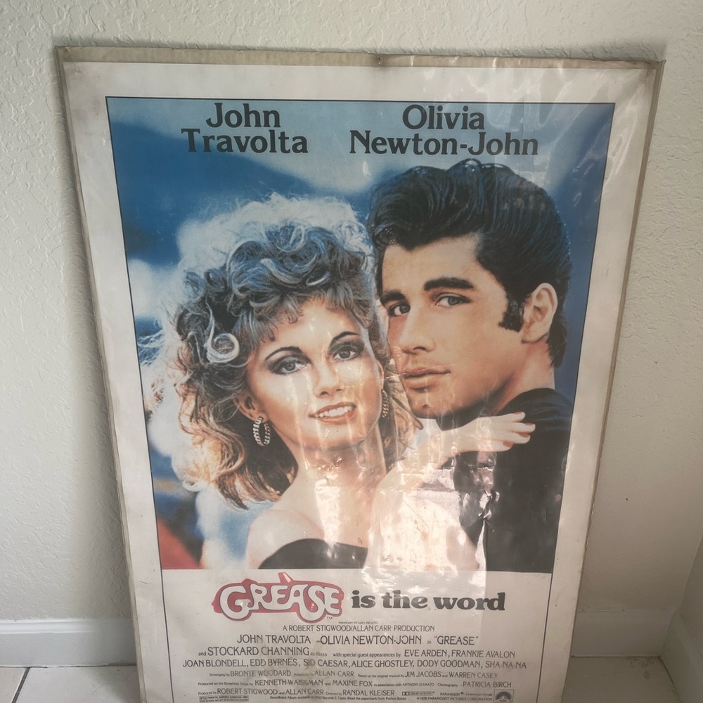Grease Movie Poster with John Travolta and Olivia Newton-John